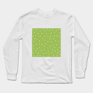 White Polka Dots on Green Background Long Sleeve T-Shirt